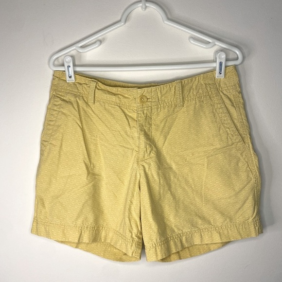 Women’s Eddie Bauer Yellow 100 Percent Cotton Shorts Geometric Pattern Size 4 - Picture 1 of 9